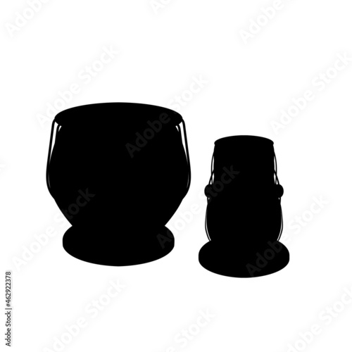 Silhouette traditional Indian tabla drums. Table musical instrument