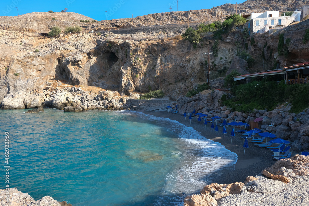Hora Sfakion - The clear sea of Vrissi, a small town beach. Region of Chania, Crete,Greece
