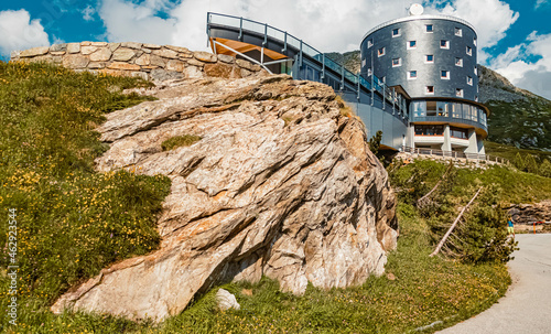 Beautiful alpine summer view with details of a rock at the famous Koelnbreinsperre dam, Maltatal, Kaernten, Austria photo