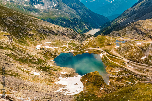 Beautiful alpine summer view with reflections in a lake at the famous Moelltaler Gletscher, Kaernten, Austria