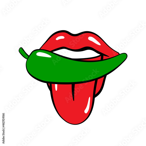 Green Hot Chili papper. Pop art chili pepper logo design. Sublimation , vector .