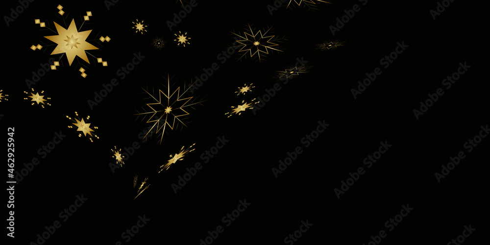 Fototapeta premium Modern black and gold background with snowflake design