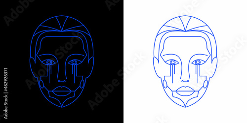futuristic robotic woman face template