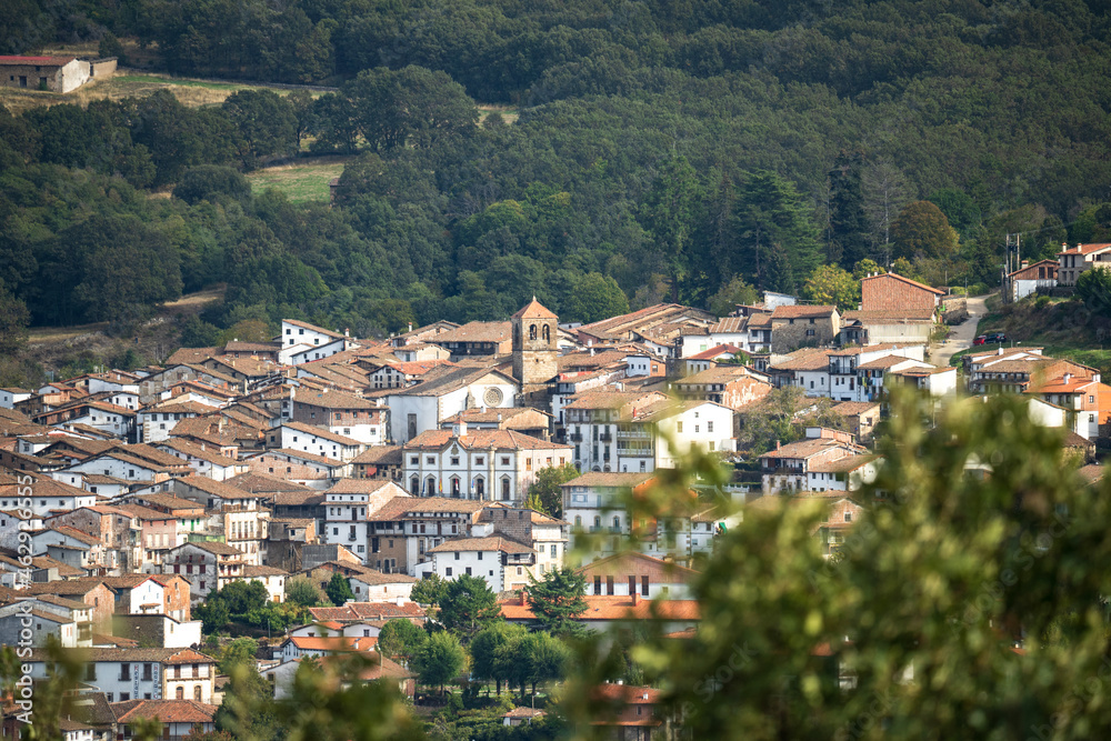 Candelario, in the province of Salamanca during a sunny summer day