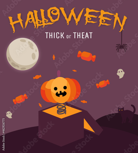 halloween background with pumpkin and bats