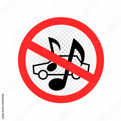 no loud music from auto car sign symbol