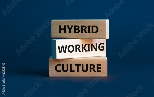Hybrid working culture symbol. Concept words 'hybrid working culture'. Beautiful grey background. Business and hybrid working culture concept, copy space. photo