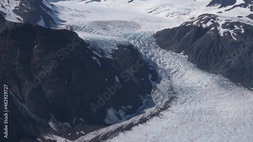 Aerial of McCarty Glacier in Kenai Fjords National Park, Alaska