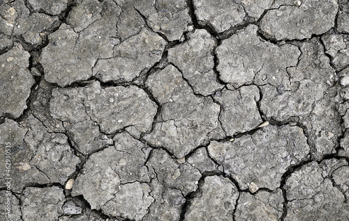 The land was dry and cracked. The global shortage of water on the planet. Global warming and greenhouse effect concept. 