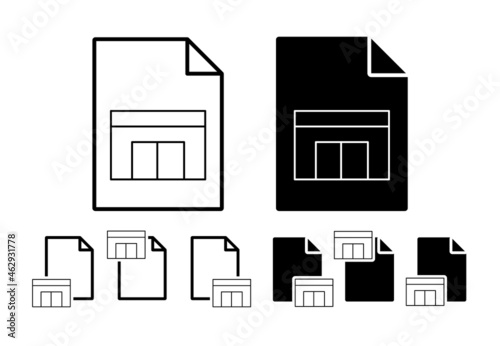 Shop vector icon in file set illustration for ui and ux, website or mobile application