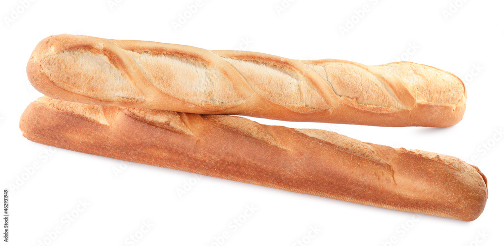 Tasty baguettes on white background. Fresh bread Tasty baguettes on white background. Fresh bread