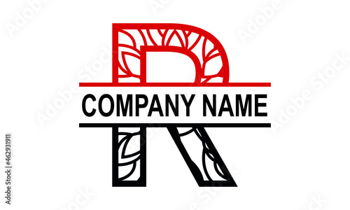 R Alphabet kids split mandala abstract monogram vector logo template