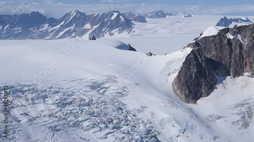 Aerial of the Harding Icefiend and mountains in Kenai Fjords National Park, Alaska
