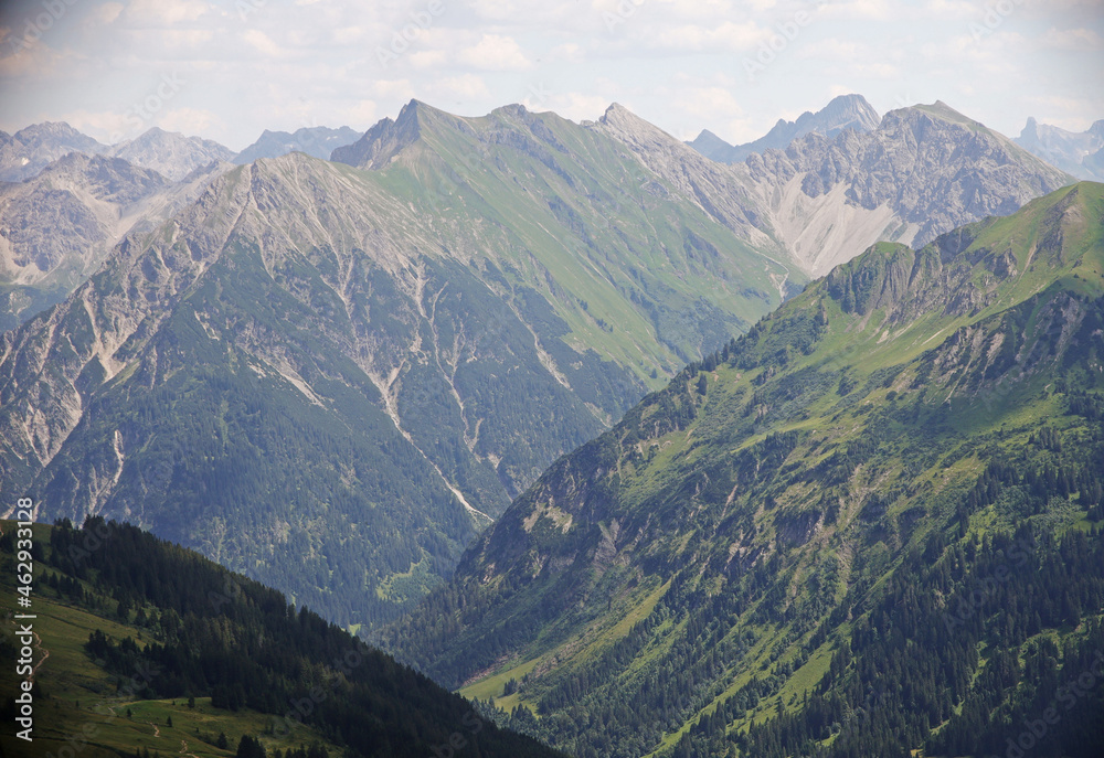 Panorama of the Alps opening from Mittelberg, Austria