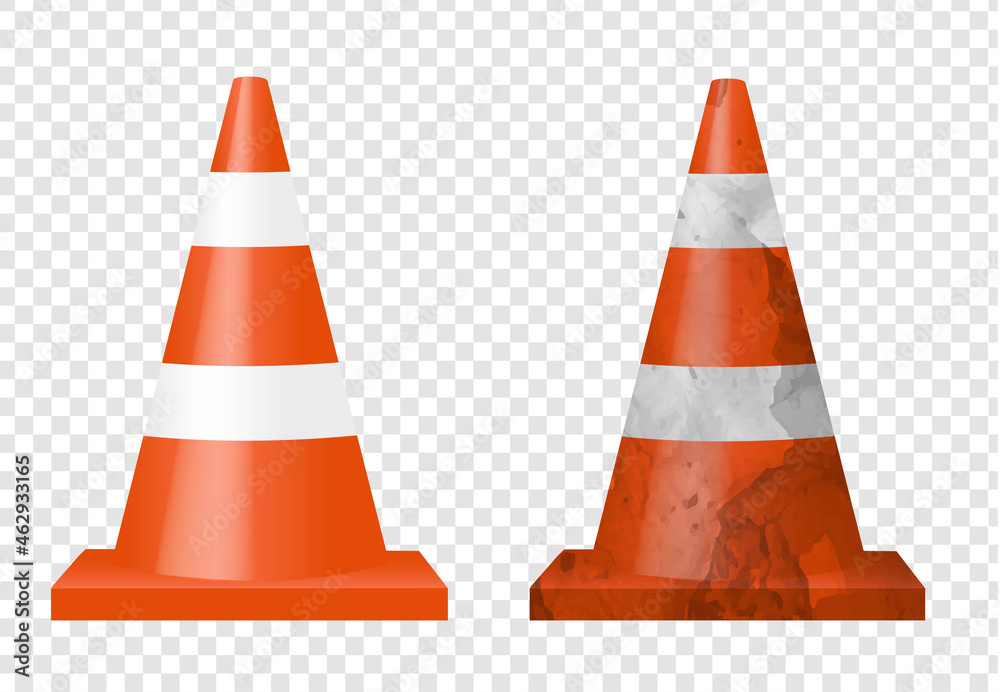 Two Signal Cones Isolated Transparent Background With Gradient Background, Vector Illustration Two Signal Cones Isolated Transparent Background With Gradient Background, Vector Illustration