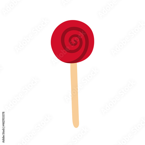 cute hand-drawn cartoon red lollipop. vector image isolated on a white background