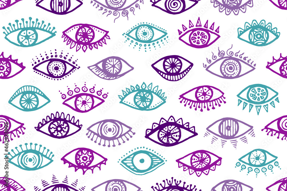 Different human eyes magic endless pattern.