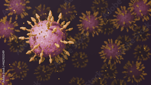 New Coronavirus COVID-19 Ingredients spikes under the microscope concept.  3d render