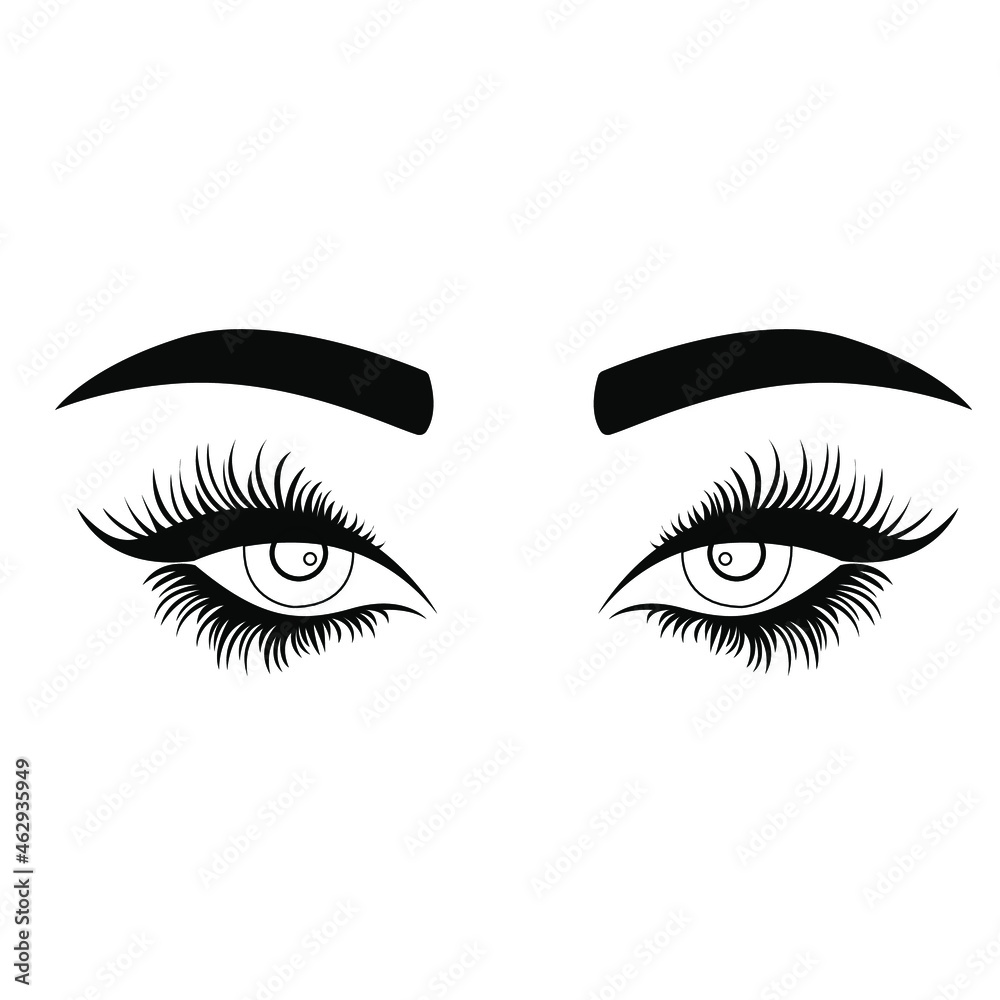 illustration of beautiful eye with long beautiful eyelashes and brows illustration of beautiful eye with long beautiful eyelashes and brows