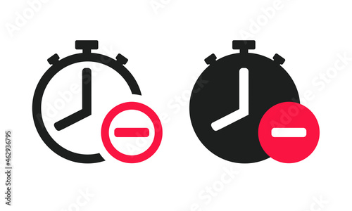 Clock icon reduce. Remove time. Illustration vector