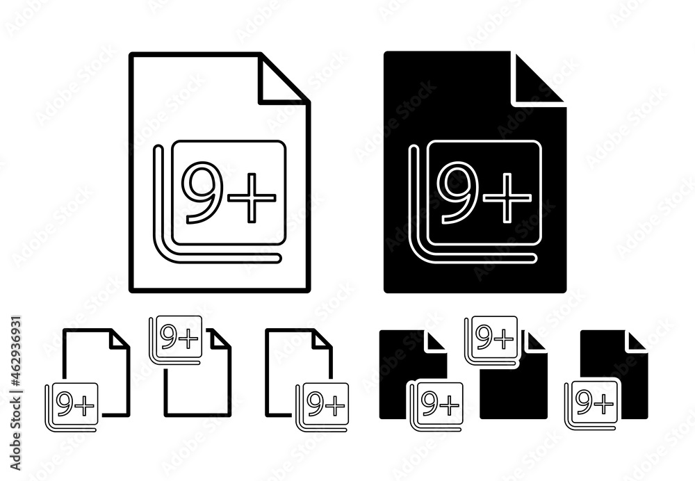 Nine sign vector icon in file set illustration for ui and ux, website or mobile application Nine sign vector icon in file set illustration for ui and ux, website or mobile application
