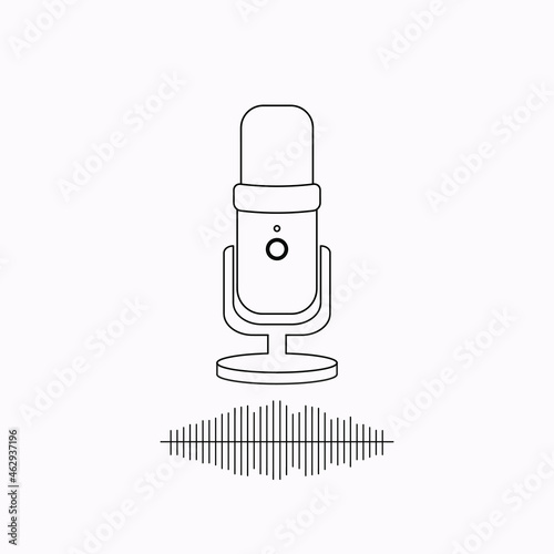 Microphone for recording podcasts and songs and a sound track on a white background.