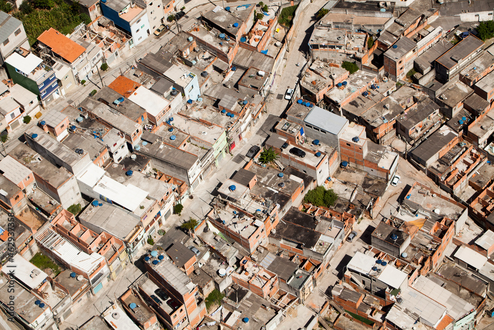 Fototapeta premium SAO PAULO BRAZIL CITY AERIAL Condominium - Slum - Favela. VIEW. High quality photo