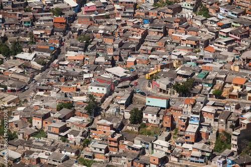 SAO PAULO BRAZIL CITY AERIAL Condominium - Slum - Favela. VIEW. High quality photo © Buonaventura