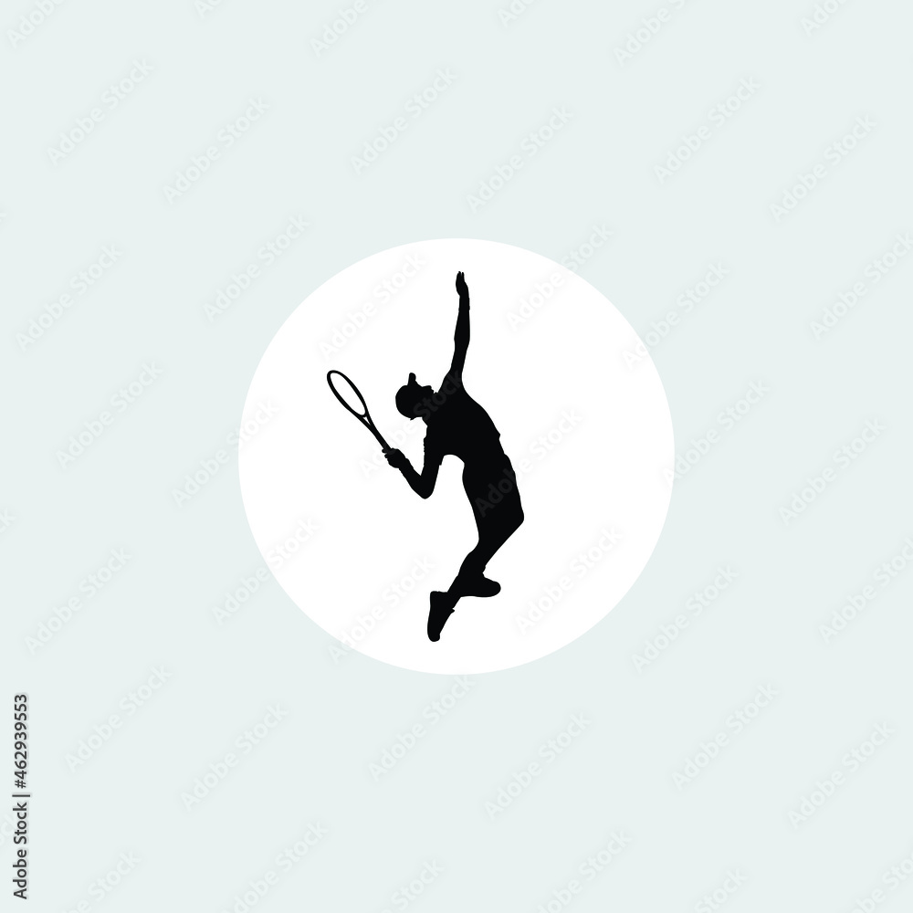 Man tennis players vector silhouette.vector image of tennis player.