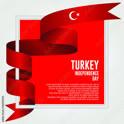 Turkey Independence Day. Waving ribbon with Flag of Turkey, Template for Independence day. vector illustration