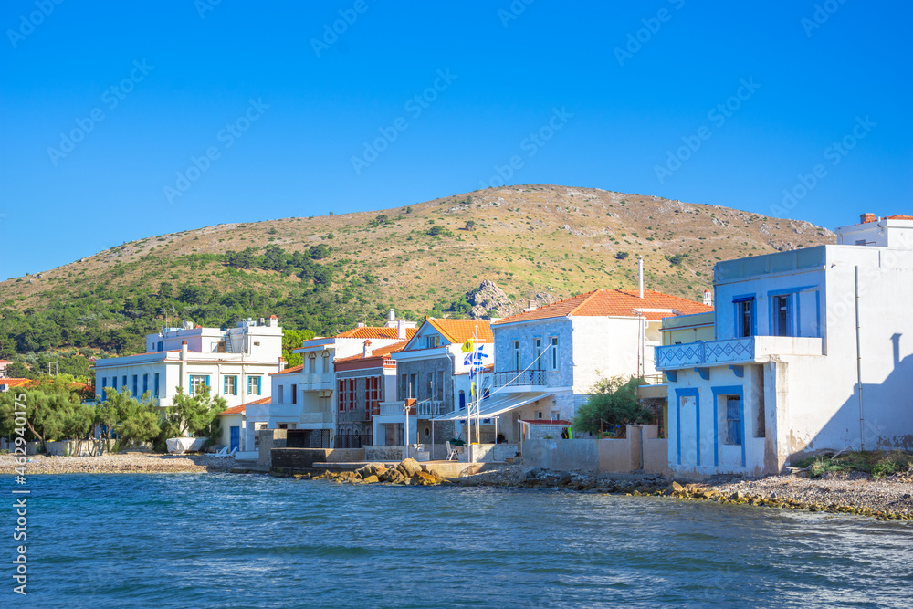 View of Marmaro village near Kardamyla, Chios, Greece.