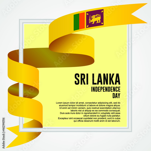 Sri Lanka Independence Day. Waving ribbon with Flag of Sri Lanka, Template for Independence day. vector illustration