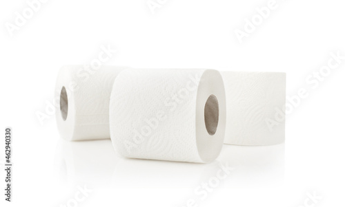 White toilet paper, on white isolated background