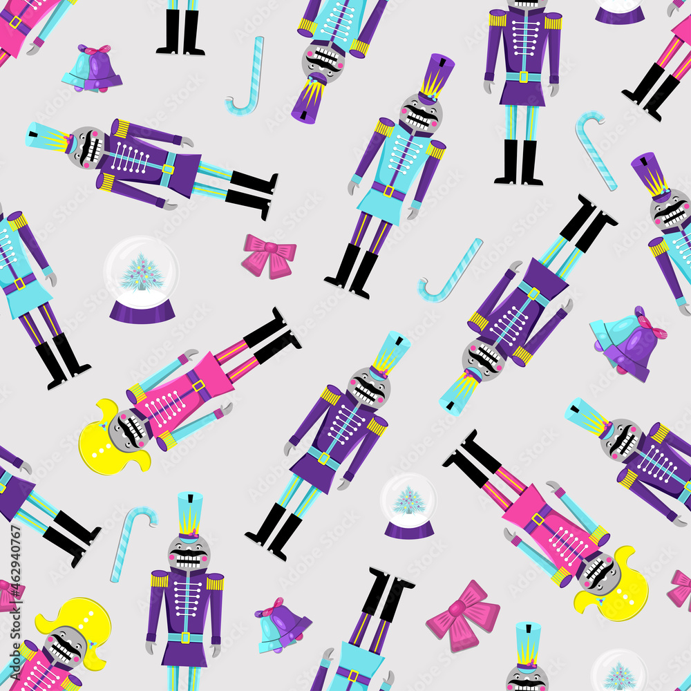 Pattern of nutcrackers. Figures symbols for soldiers. Flat vector