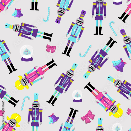 Pattern of nutcrackers. Figures symbols for soldiers. Flat vector illustration.