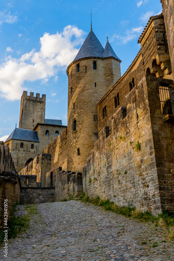The Ancient Fortress of Carcassonne, France. Europe castle. View from the Cite. High quality photo