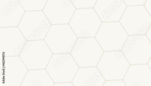 Vector abstract graphic design background. Cream hexagons covering entire frame like a honeycomb with darker tan outline. Neutral color scheme. Copy space.