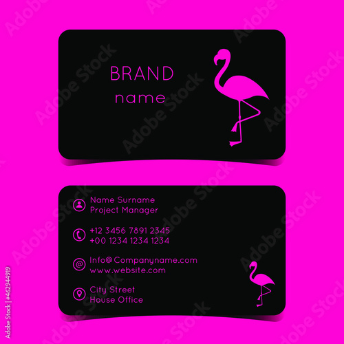 Creative buisness card template. Black background. Vector illustration.