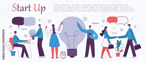 Vector illustrations of the office concept business people in the flat style. E-commerce, time and project management, start up, digital marketing and mobile advertising concept.