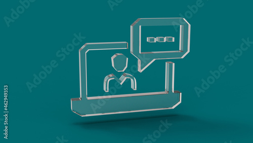 messaging social media icon with crystal 3d render with color background