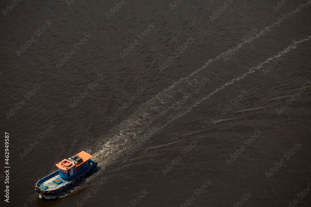 Obraz premium Aerial view of boats in the sea in Brazil