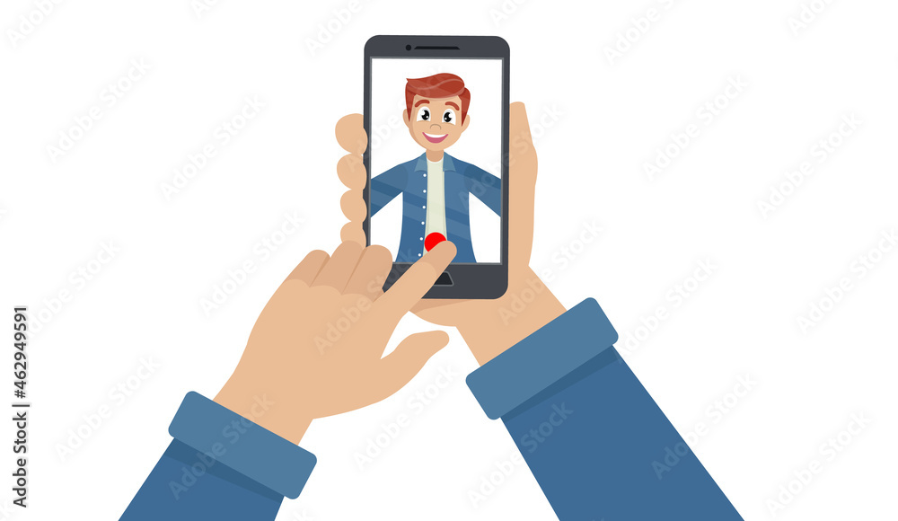 Man taking selfie photo on smartphone. Man taking selfie photo on smartphone.