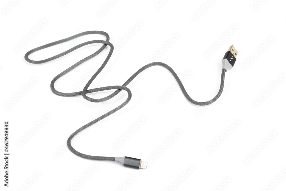 Smart Phone Lightning Cable Isolated on white screen - Image Smart Phone Lightning Cable Isolated on white screen - Image