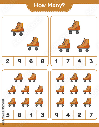 Counting game, how many Roller Skate. Educational children game, printable worksheet, vector illustration © Pure Imagination