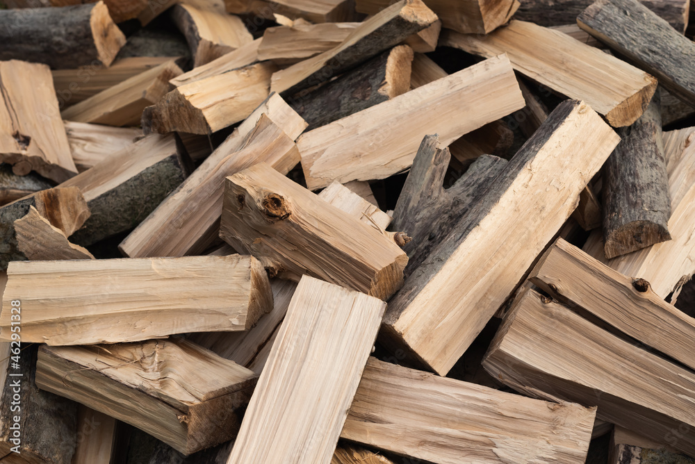 Wooden natural log closeup. Stack of fire wood Wooden natural log closeup. Stack of fire wood