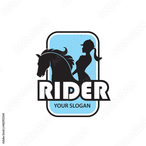 icon of horse head and woman isolated on white background