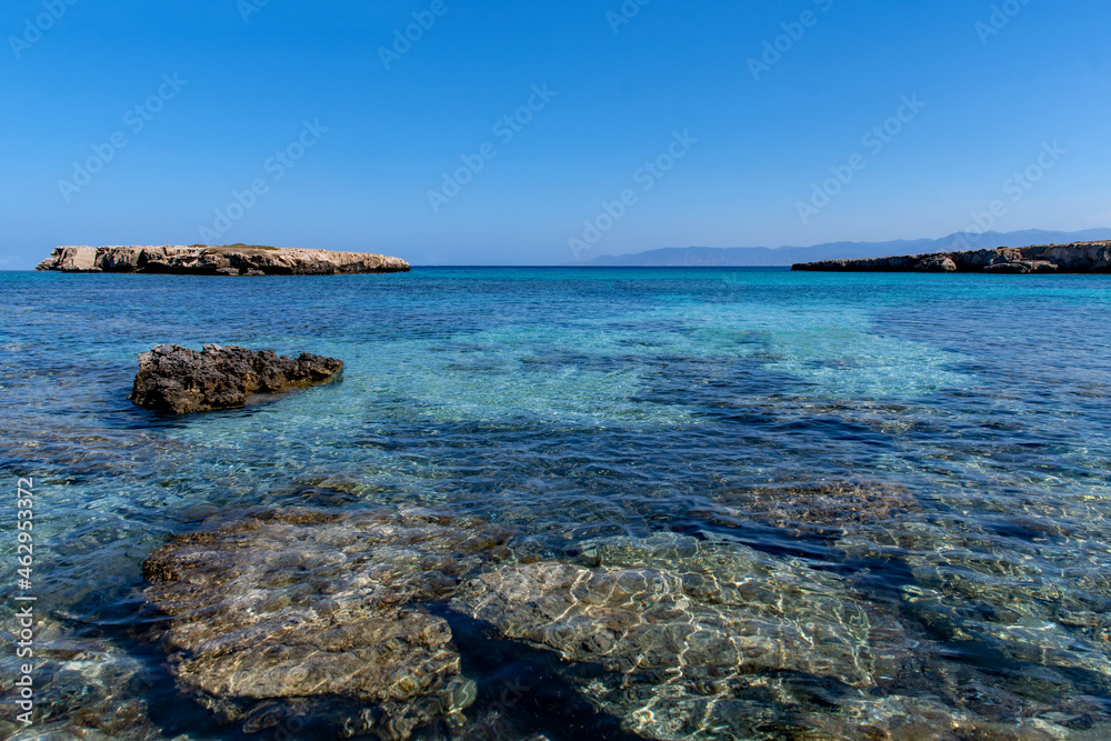 Meerlandschaft in der Blauen Lagune im Akamas Nationalpark in der Region Paphos auf Zypern