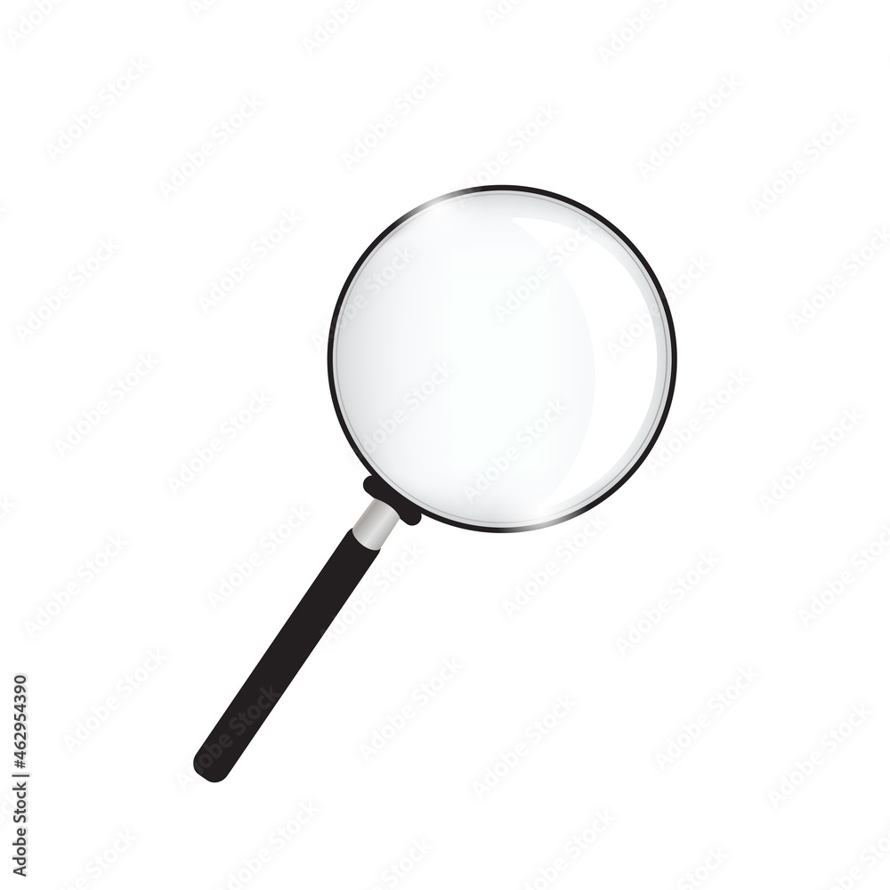 Black magnifying glass icon isolated on white background. Search icon in flat style. Magnifying glass round icon for search and zoom symbol, sign, ui and magnifier logo. Modern magnifying glass vector Black magnifying glass icon isolated on white background. Search icon in flat style. Magnifying glass round icon for search and zoom symbol, sign, ui and magnifier logo. Modern magnifying glass vector