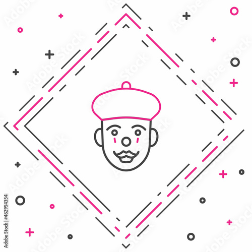 Line French mime icon isolated on white background. Colorful outline concept. Vector