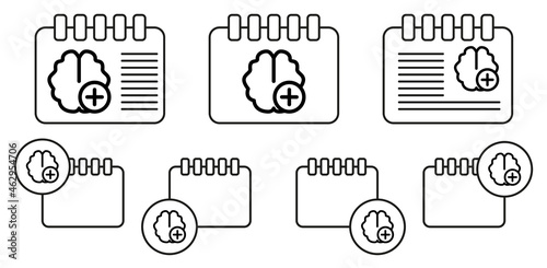 Add brain vector icon in calender set illustration for ui and ux, website or mobile application